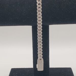 Moissanite 925 Silver Miami Cuban Bracelet Women Men 6mm 7" GRA Certificate, NEW